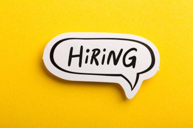 Hiring Speech Bubble Isolated On Yellow Background