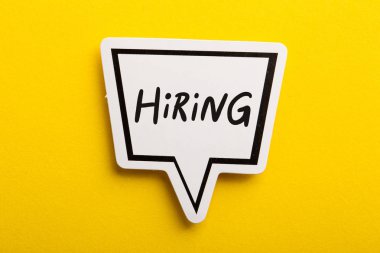 Hiring Speech Bubble Isolated On Yellow Background