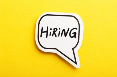 Hiring Speech Bubble Isolated On Yellow Background