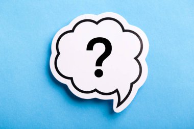 Soru İşareti Konuşma Balonu Mavi Yalıtılmış