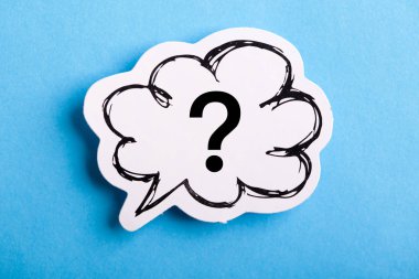 Question Mark Speech Bubble Isolated On Blue clipart