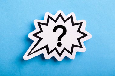 Soru İşareti Konuşma Balonu Mavi Yalıtılmış