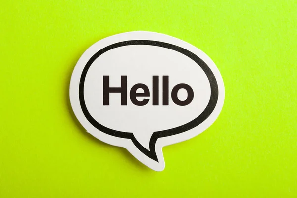 Hello speech Bubble geïsoleerd op gele achtergrond — Stockfoto