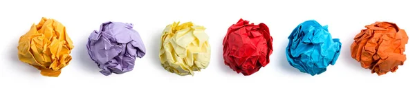 Samling av färgglada skrynkliga papper bollar — Stockfoto
