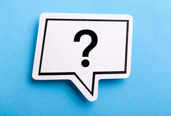 Question Mark Speech Bubble Isolated On Blue — Stock Photo, Image