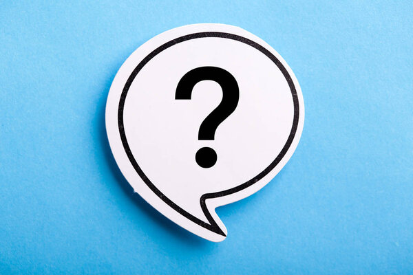 Question Mark Speech Bubble Isolated On Blue