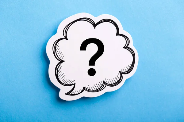 Question Mark Speech Bubble Isolated On Blue — Stock Photo, Image