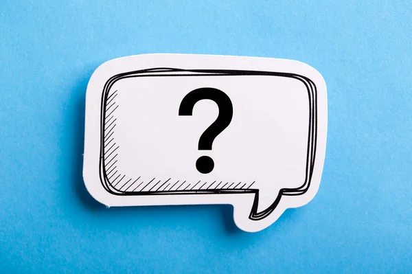 Question Mark Speech Bubble Isolated On Blue — Stock Photo, Image