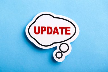 Güncelleme Konuşma Bubble Mavi Yalıtılmış