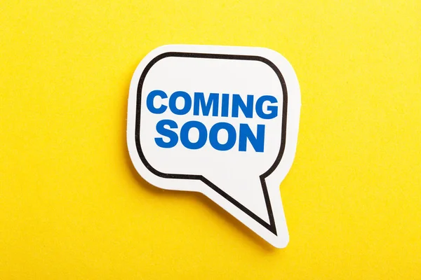 Coming Soon Speech Bubble Isolated On Yellow Background — Stock Photo, Image