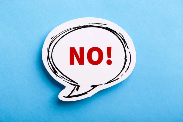 Say No Speech Bubble Isolated On Blue — Stock Photo, Image