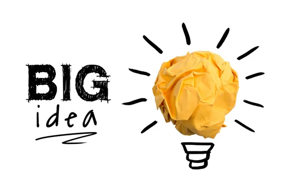 Koncepcja Big idea i innowacje z Paper Ball — Zdjęcie stockowe