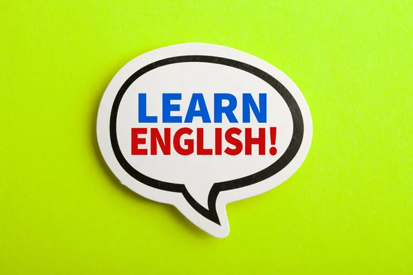 Leer Engels Speech Bubble Geïsoleerd op gele achtergrond — Stockfoto