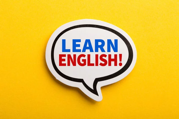 Aprenda inglês Speech Bubble Isolated On Yellow Background — Fotografia de Stock