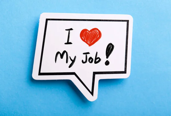 Love Job Concept Toespraak Zeepbel Geïsoleerd Blauwe Achtergrond — Stockfoto