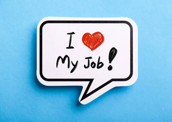 Love Job Concept Toespraak Zeepbel Geïsoleerd Blauwe Achtergrond — Stockfoto
