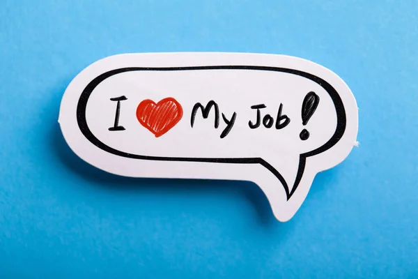 Love Job Concept Toespraak Zeepbel Geïsoleerd Blauwe Achtergrond — Stockfoto