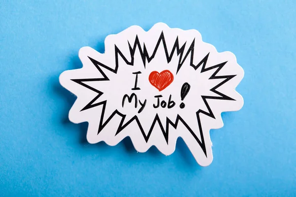 Love Job Concept Toespraak Zeepbel Geïsoleerd Blauwe Achtergrond — Stockfoto