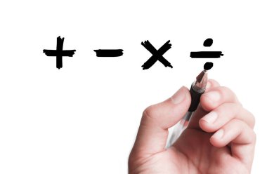 Matematiksel matematik sembolleriyle eğitim kavramı.