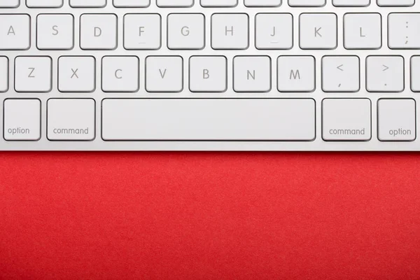 Vista Superior Del Teclado Blanco Con Espacio Copia Blanco — Foto de Stock