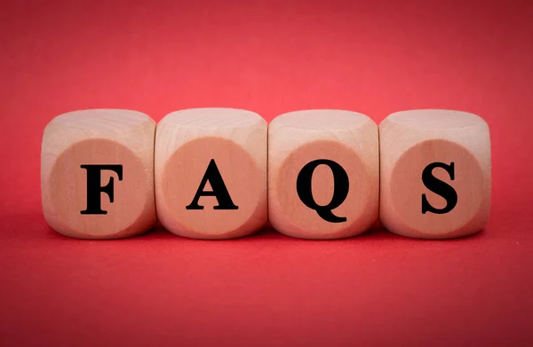 Faqs Wooden Blocks Isolated Color Background — Stock Photo, Image