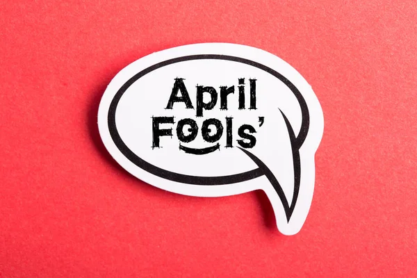 April Fools Day Speech Bubble Isolated Red Background — Stock Photo, Image