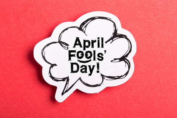 April Fools Day Speech Bubble Isoliert Auf Rotem Hintergrund — Stockfoto