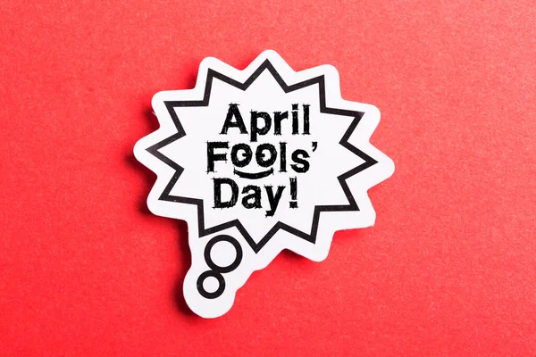 April Fools Day Speech Bubble Isolated Red Background — Stock Photo, Image