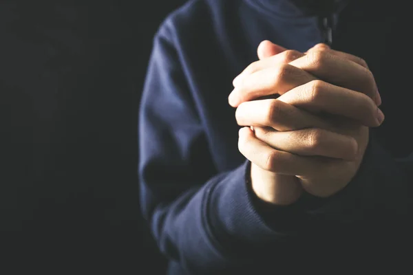 Cristã Para Com Conceito Deus Homem Asiático Cristãos Adoram Oram — Fotografia de Stock