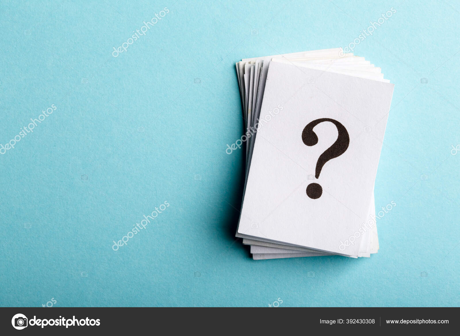 Pile Stacked Question Marks Printed Sheets White Paper Signs Arranged