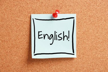 Yapışkan kağıt üzerinde İngilizce öğrenme kavramı.