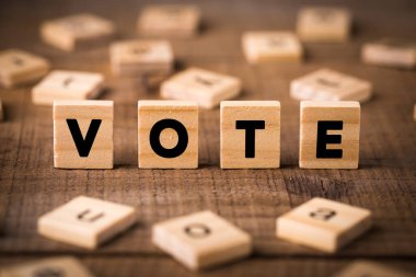 Oylama İş Konsepti Tahta Blokları.