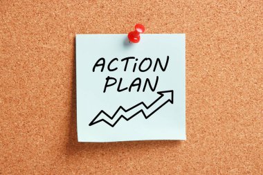 Yapışkan kağıt üzerinde Eylem Planı konsepti.