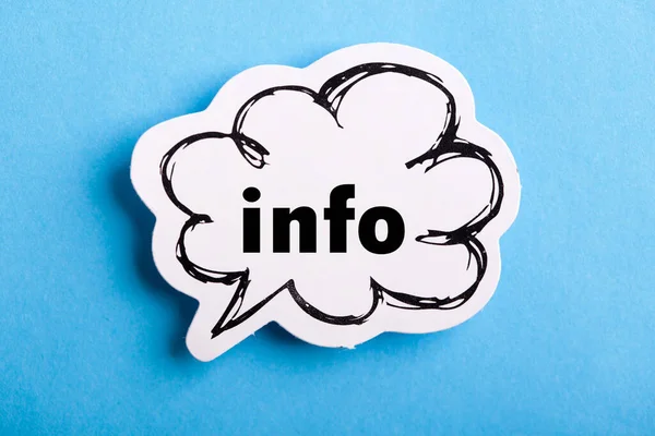 Info Speech Bubble Isolated Blue Background — Stock Photo, Image