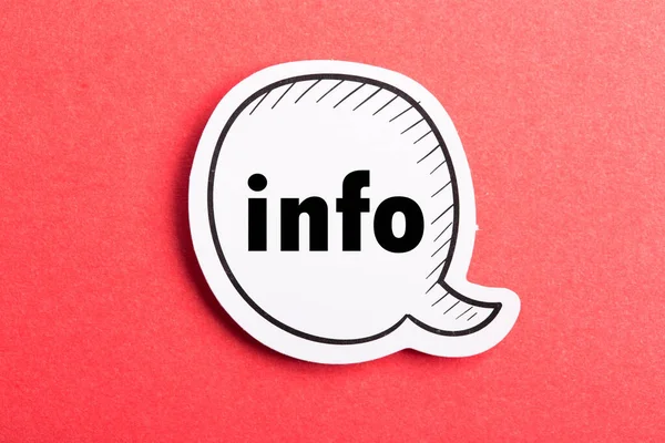Info Speech Bubble Isolated Red Background — Stock Photo, Image
