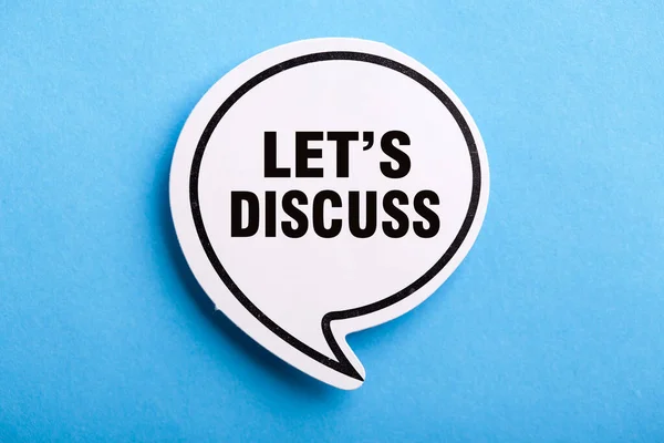 Let Discuss Speech Bubble Isolated Blue Background — Stock Photo, Image