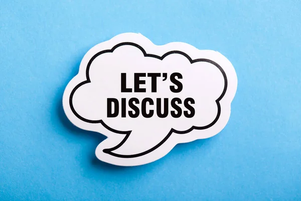 Let Discuss Speech Bubble Isolated Blue Background — Stock Photo, Image