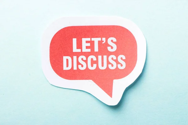 Let Discuss Speech Bubble Isolated Blue Background — Stock Photo, Image