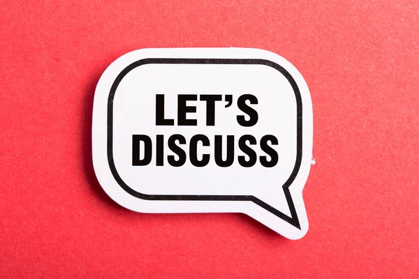 Let Discuss Speech Bubble Isolated Red Background — Stock Photo, Image