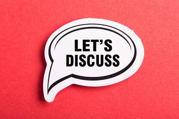 Let Discuss Speech Bubble Isolated Red Background — Stock Photo, Image