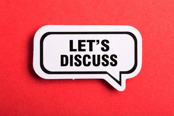 Let Discuss Speech Bubble Isolated Red Background — Stock Photo, Image