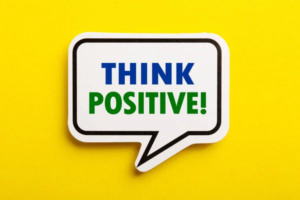 Positive Sprechblase Isoliert Auf Gelbem Hintergrund Denken — Stockfoto