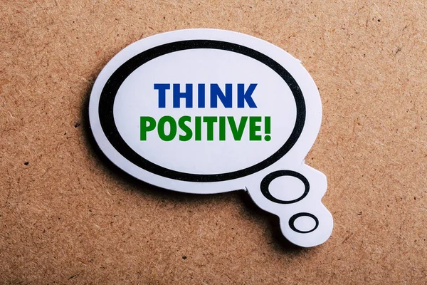 Think Positive Speech Bubble Isolated Brown Paper Background Shadow — Stock Photo, Image