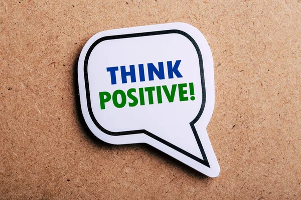 Think Positive Speech Bubble Isolated Brown Paper Background Shadow — Stock Photo, Image