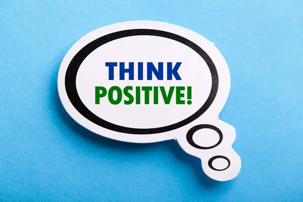 Think Positive Speech Bubble Isolated Blue Background — Stock Photo, Image