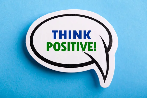 Think Positive Speech Bubble Isolated Blue Background — Stock Photo, Image