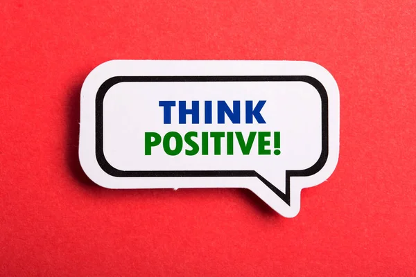 Think Positive Speech Bubble Isolated Red Background — Stock Photo, Image