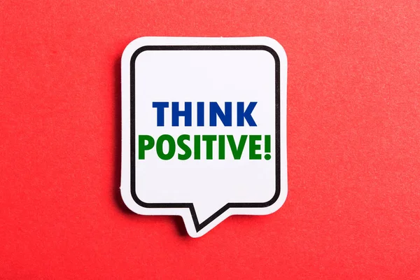 Think Positive Speech Bubble Isolated Red Background — Stock Photo, Image