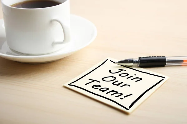 Word Lid Van Ons Team Concept Sticky Note Paper — Stockfoto