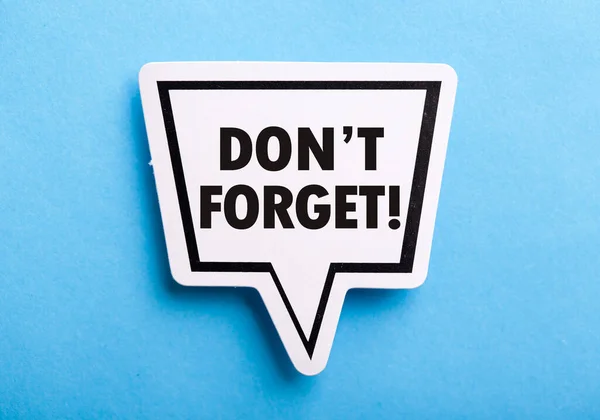 Forget Reminder Speech Bubble Isolated Blue Background — Stock Photo, Image